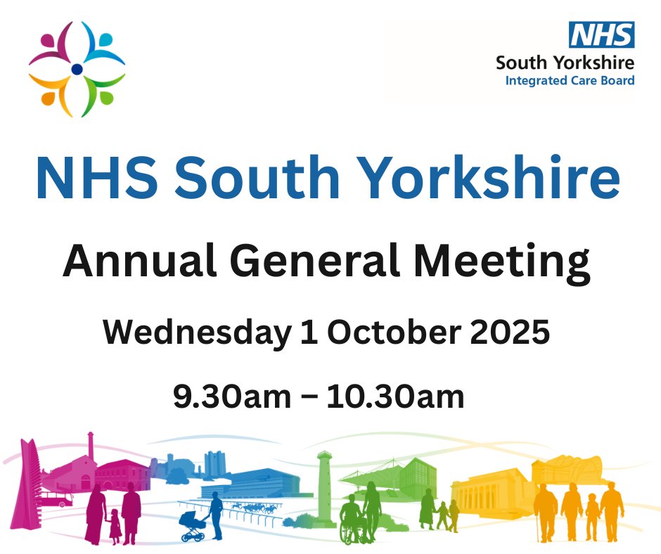 🔊SAVE THE DATE
NHS South Yorkshire is hosting their 2025 Annual General Meeting on Wednesday 1 October, 9.30am - 10.30am. It’s a great opportunity to ask questions and hear reflections from the past year.
Find out more details here: ow.ly/iWHg50WAwvF