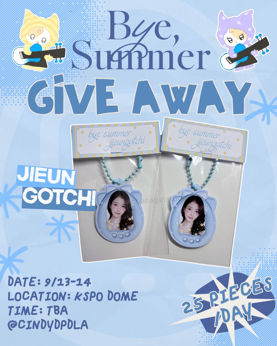 cindydpdla's tweet photo. #RT IU FAN MEET-UP GIVEAWAY
아이유 팬미팅 나눔 .☘︎ ݁˖
‧₊˚ ᴊɪᴇᴜɴɢᴏᴛᴄʜɪ ⋆ ˚｡⋆౨ৎ˚

ʚɞ DATE 일시 : 25/9/13-14
ʚɞ LOCATION 장소: KSPO Dome 
ʚɞ 25 EA/day 25 개/일
ʚɞ TIME 시간 : TBA https://t.co/FVYtcMaqY4