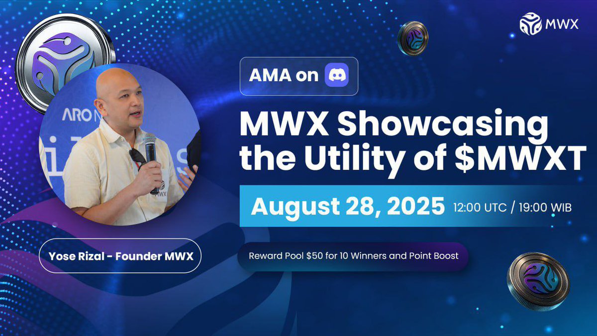 🎙 AMA: All About @MWX_Ai

Join us as we discuss utility, future development, and why you should join the Community Allocation now!

✨ $50 USDT | 10 Winners
• 5 from Twitter Qs
• 5 from Live Section

📅 Today | ⏰ 12 PM UTC
📍 Discord Voice: discord.gg/mwx

👉 Ask
