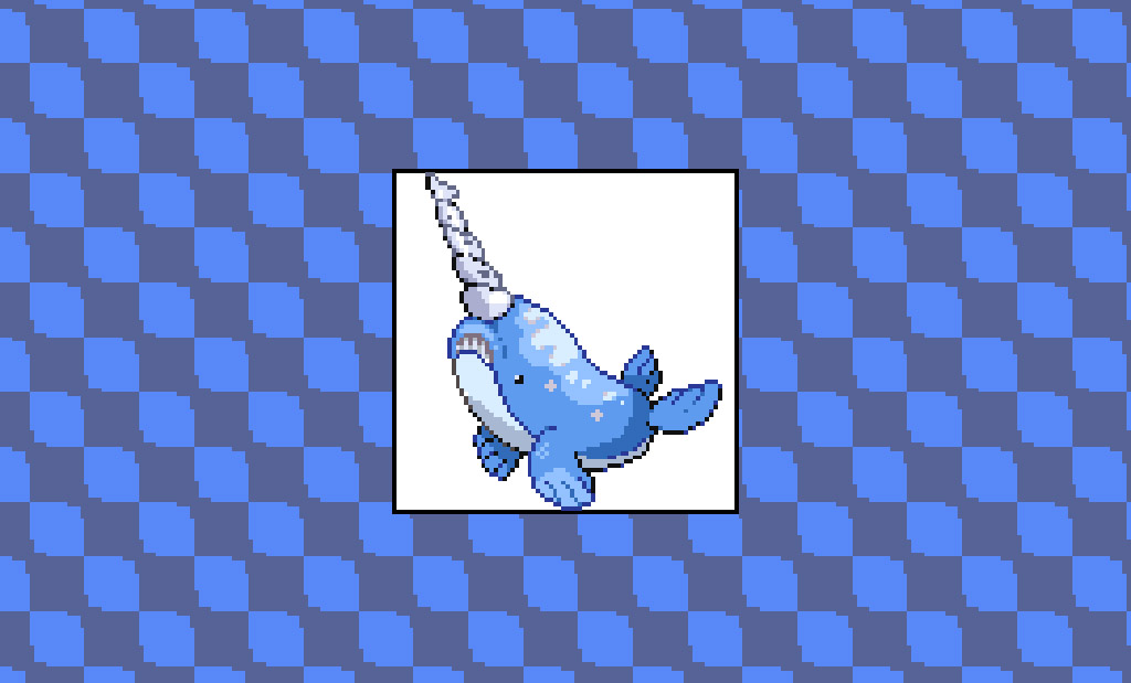 A sprite I made for Narwail, from the series ''What if shellder bit other pokémon'' by wild.hoenn on instagram, I really liked this design and I had to make it in gen 5 style.

#commissions #commissionsopen #pixelartist #fakemon #PokemonScarletViolet #PokemonLegendsZA