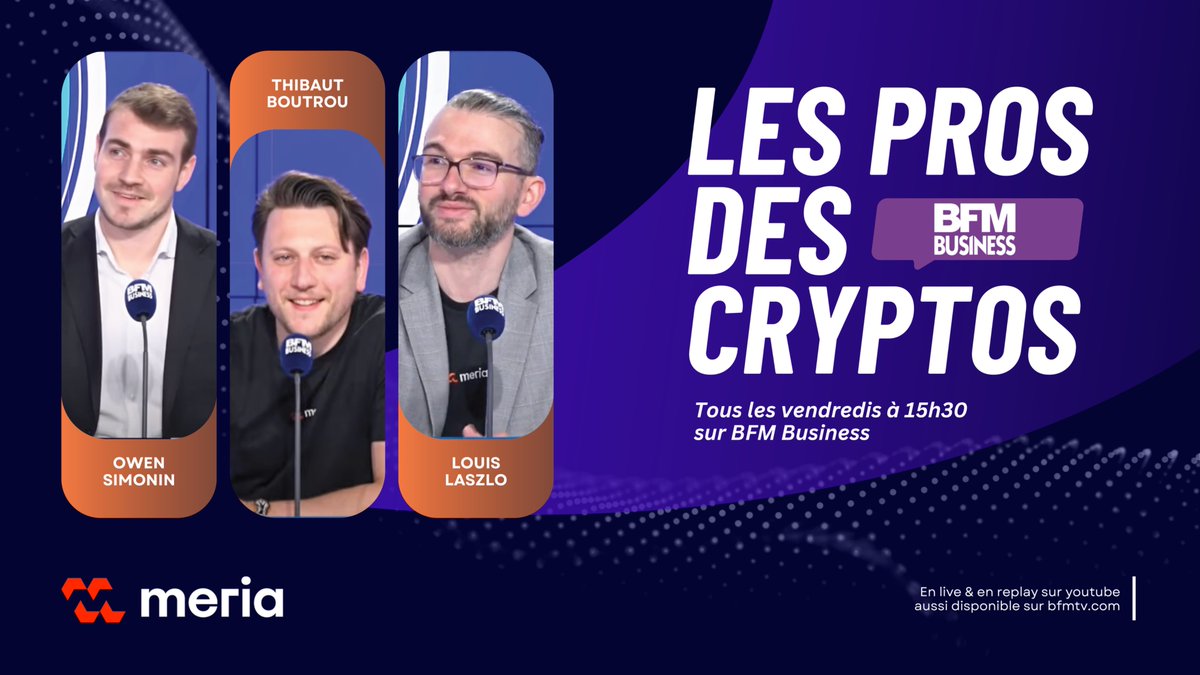 🎥 Le rendez-vous crypto à ne pas manquer est de retour ! Chaque vendredi,  retrouvez @PowerHasheur (CEO), @Thibaut_Boutrou (COO) ou @LouisLaszlo  (CPTO) sur le plateau de @bfmbusiness, dans 