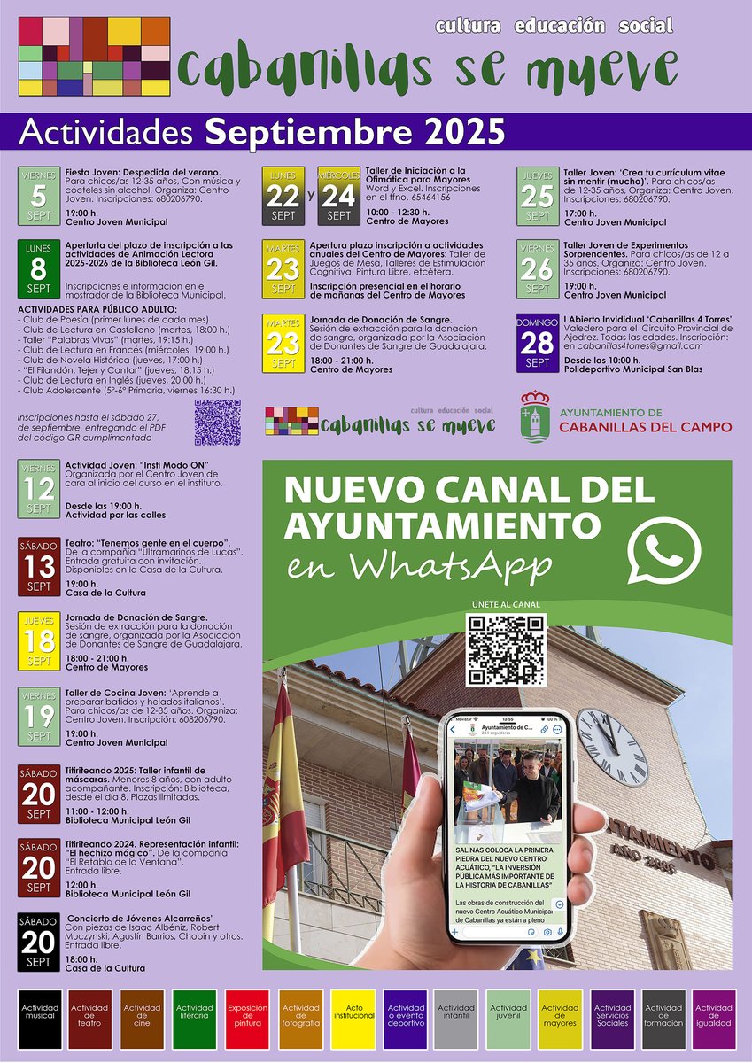 📌 𝐂𝐀𝐁𝐀𝐍𝐈𝐋𝐋𝐀𝐒 𝐒𝐄 𝐌𝐔𝐄𝐕𝐄 𝐄𝐍 𝐒𝐄𝐏𝐓𝐈𝐄𝐌𝐁𝐑𝐄 

🇮🇹 Disponible el cartel de actividades socioculturales de septiembre de 2025 «Cabanillas se mueve».

📥 Descarga en PDF 👇
aytocabanillas.org/wp-content/upl…