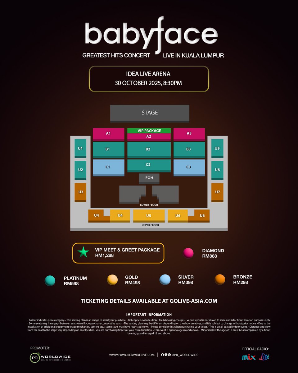 mkfemedia's tweet photo. [EVENT] Babyface: Greatest Hits Concert Live in Kuala Lumpur by @PRWorldwide

📅: 30 October 2025 (Thursday)
🕣: 8.30PM
📍: Idea Live Arena
🎟️: https://t.co/kDxesvsKQF
🎟️: GoLive Ticketing App
⁠
#Babyface #BabyfaceinKL https://t.co/XDggxYU0jk