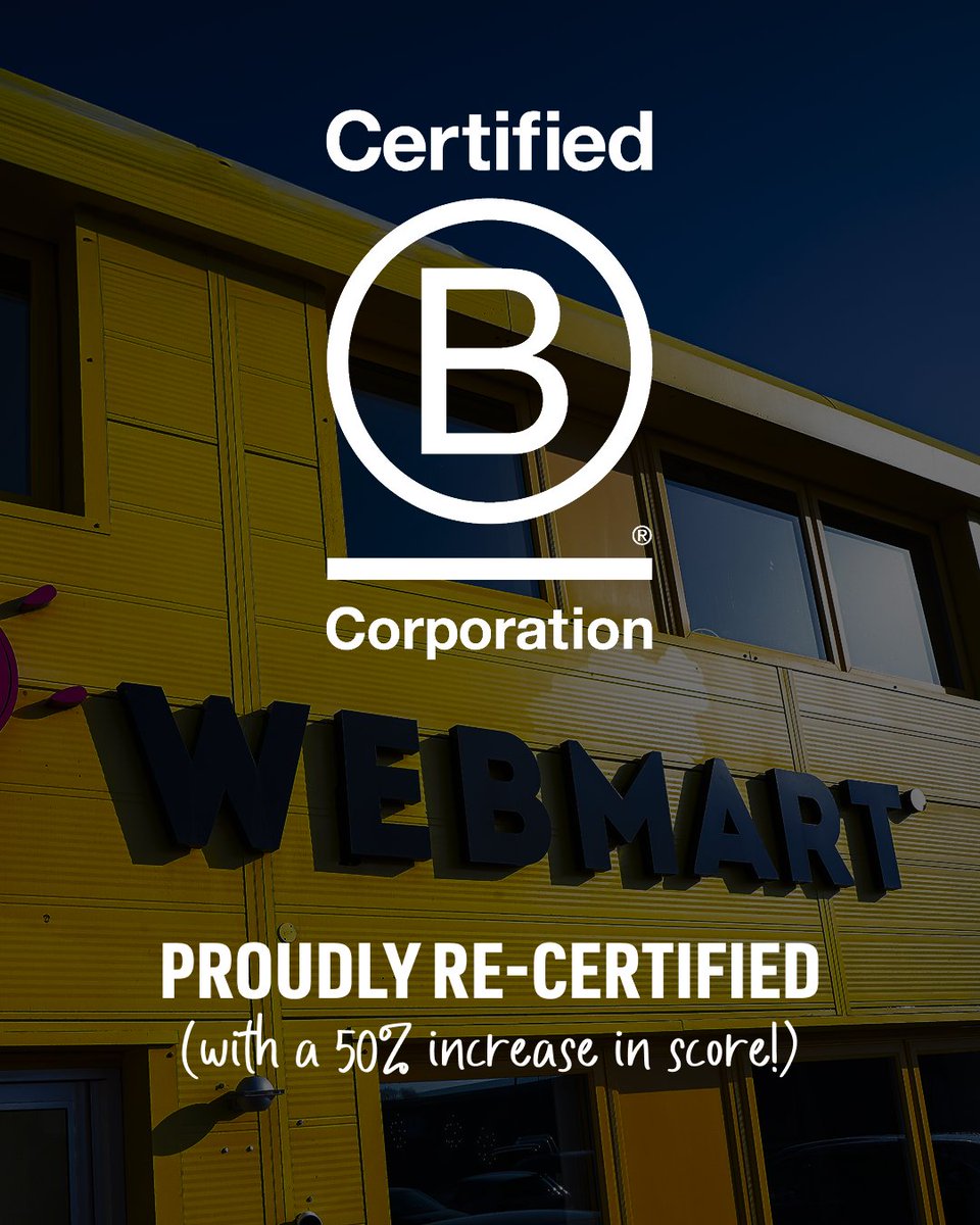 News from the Yellow Shed just keeps getting sunnier 💛 Webmart has been re-certified as a B Corp marketing agency with a 50% higher score! That takes us to a phenomenal 121.1 points 🥳

Full story over on The Offset Journal: hubs.la/Q03F-Bj00