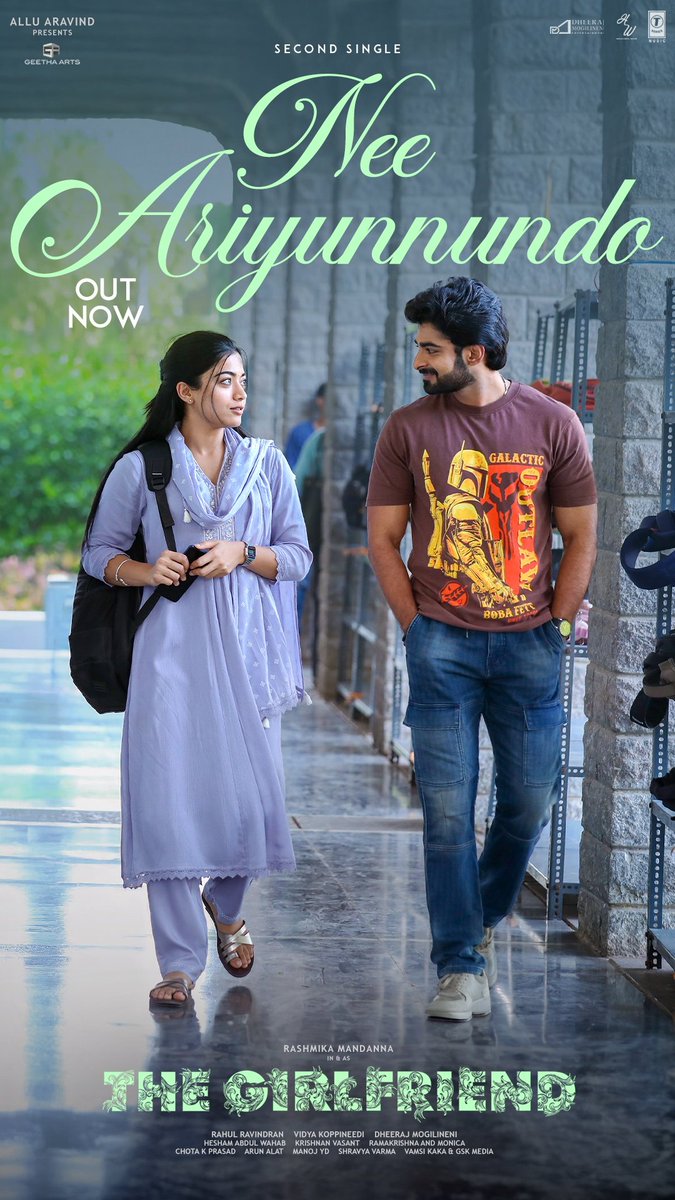 #TheGirlFriend second single #NeeAriyunnundo (Malayalam) full song out now ❤️

▶️  youtu.be/A2LiQ8Qo99c  

A @HeshamAWMusic musical delight ✨
In the soulful voice of <a href="/Chinmayi/">Chinmayi Sripaada</a> 🫶
Lyrics by #ArunAlat 🖋️

<a href="/iamRashmika/">Rashmika Mandanna</a> <a href="/Dheekshiths/">Dheekshith Shetty</a> <a href="/23_rahulr/">Rahul Ravindran</a> <a href="/GeethaArts/">Geetha Arts</a> #AlluAravind