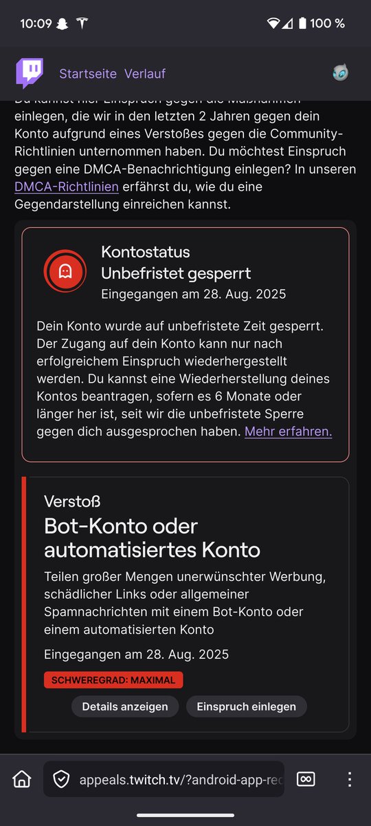 neoxic's tweet image. Excuse me??? @TwitchDE @TwitchSupport @TwitchSupportDE @Twitch what do you mean I'm a bot account? I have never posted any links or something similar... I also have not watched any streams in like a year or something?
Pls RT this guy's 🙏🏻