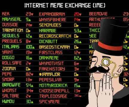 Internet meme exchange was a place you could actually bet on internet trends and memes 

Ngl this is actually good lore, its basically memecoins before mnemonics