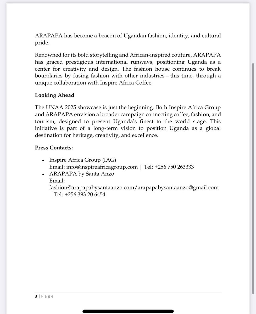 Colleagues, this is to inform you that <a href="/_InspireAfrica/">INSPIRE AFRICA GROUP</a> and <a href="/SantaAnzo1/">Santa ANZO</a> are partnering to promote coffee and culture at the UNAA Convention 2025 in New Orleans, Louisiana, this weekend.