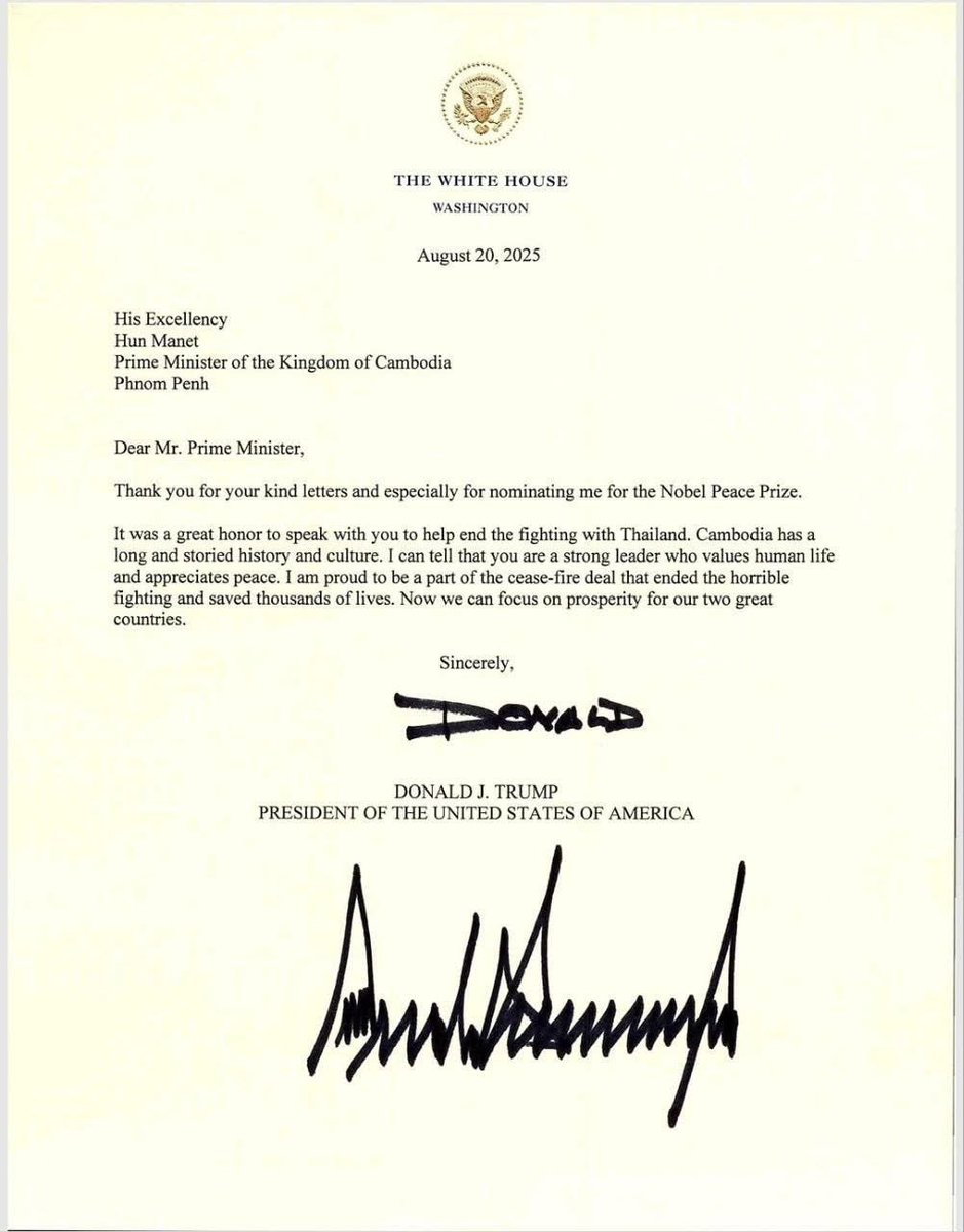 OkenwaCrypto1's tweet image. A letter from the President of the United States, Donald J. Trump to Samdech Hun Manet, Prime Minister of the Kingdom of Cambodia 

#ហ៊ុនម៉ាណែត #Hunmanet 
#កម្ពុជា #cambodia