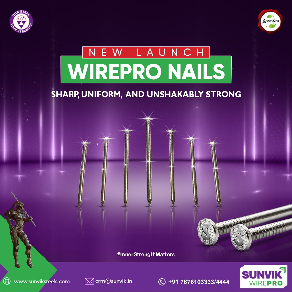 Sunvik_Steels's tweet image. Presenting WirePro Nails – crafted for lasting grip and flawless strength.  

 Built to hold every creation firm, because in every detail… Inner Strength Matters.

#WirePro #SunvikSteels #InnerStrengthMatters #StrengthInEveryDetail #NewLaunch #BuildingConfidence