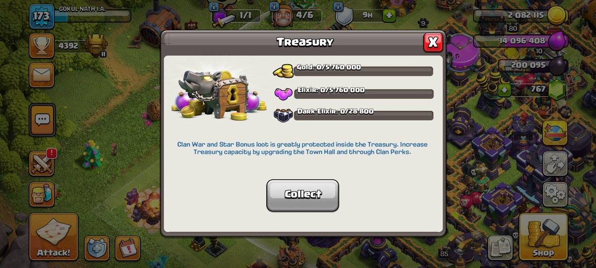 gstatic_21s's tweet photo. @ClashofClans Is this a 90% Gold of Treasury In 5th Tier, The Gold Reward In 5th tier is Greater than Clan capital Treasury, Unable to Claim @ClashofClans https://t.co/H6rWPb3pRn