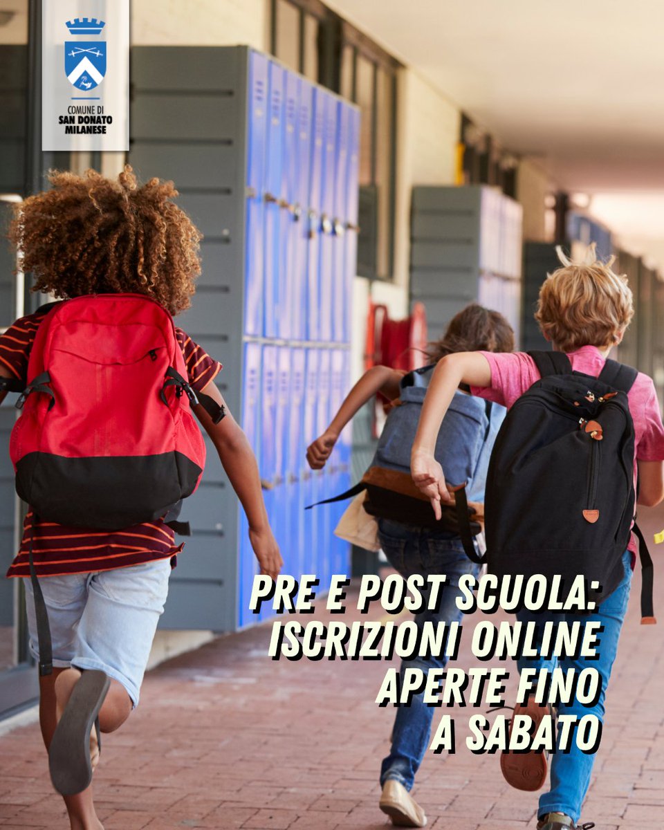🎒 | SCUOLA

Sabato #30agosto scadono le iscrizioni al servizio di #prescuola e #postscuola per l'anno scolastico 2025/26.

⬇️ Info:
comune.sandonatomilanese.mi.it/novita/avvisi/…