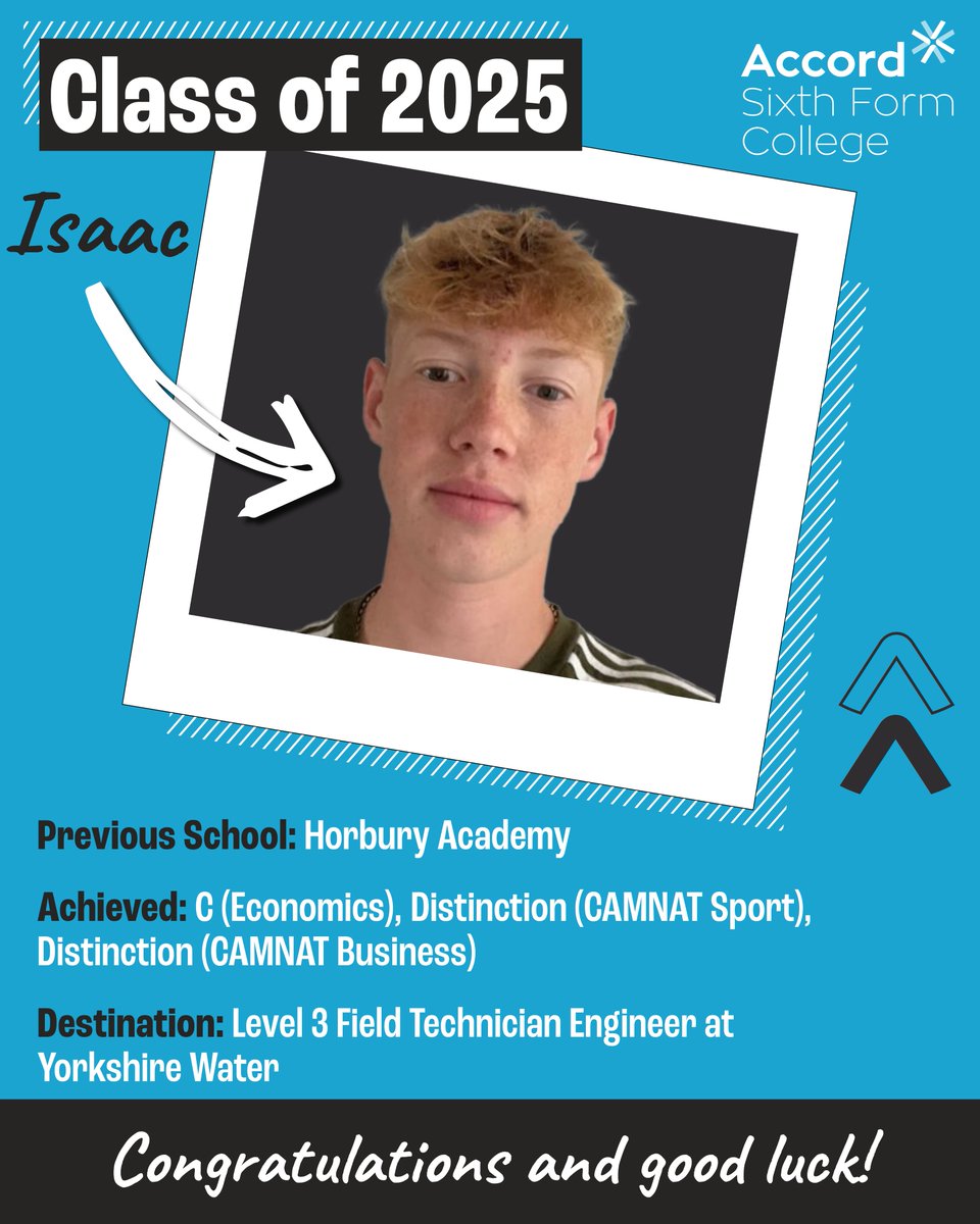 Good luck to the class of 2025 as they head off on their new adventures!

Well done to Isaac, who joined us from Horbury Academy and will be starting at <a href="/YorkshireWater/">Yorkshire Water 💧</a> as a Level 3 Field Technician Engineer after smashing his subjects. An exciting future awaits!