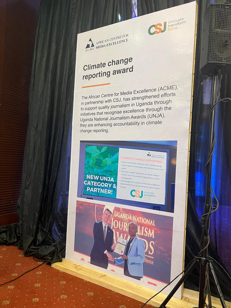 mic4nPrince's tweet photo. Honored to be the face of the new Climate Change Reporting Award under the Uganda National Journalism Awards! 🌍📝
Thanks to @ACME_Uganda & @CSJ_org for spotlighting climate journalism & pushing for greater accountability. The stories we tell matter. #ClimateReporting https://t.co/mxIjvXmips