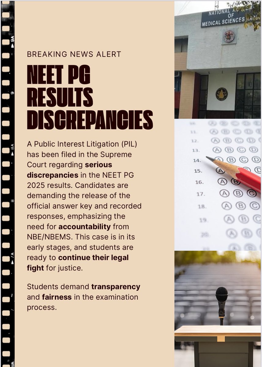 pgdiscrepancy's tweet image. 🚨SUPREME COURT PIL FILED🚨

📢 #NEETPG aspirants unite! The #NEETPGMARKSDISCREPANCY issue needs answers NOW! Spread the word, demand fairness! 💪 
#NEETPG2025
