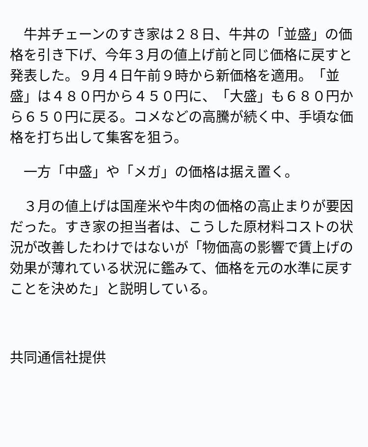 牛丼チェーン比較のグラフイメージ