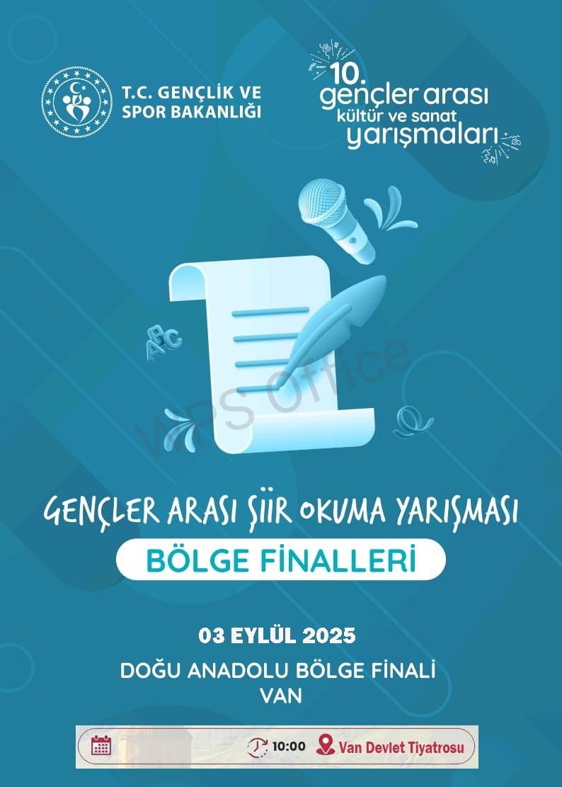 GSB_ErekGM's tweet image. Gençliğin ve Sanatın Buluşma Noktası Van ✨
10. Gençler Arası Kültür ve Sanat Yarışmaları Doğu Anadolu Bölgesi Finalleri Van'da başlıyor.
Gençlerin yeteneğine tanık olmak için sizi de bekliyoruz! 🎤✨🎭