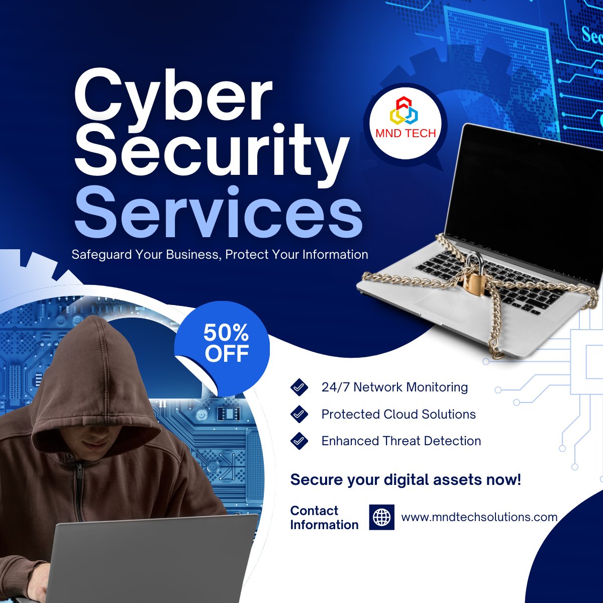 mnd_tech's tweet image. 🔐 Protect Your Business with MND TECH Cyber Security Services

In today’s digital world, data protection is not optional – it’s essential.
MND TECH ensures complete cyber safety for your business with:

#mndtech #services #mndsoftwares #itservices