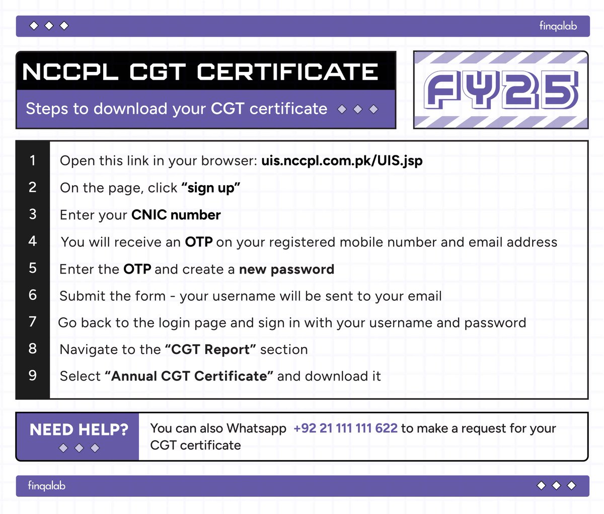 Get your NCCPL CGT Certificate for FY25.