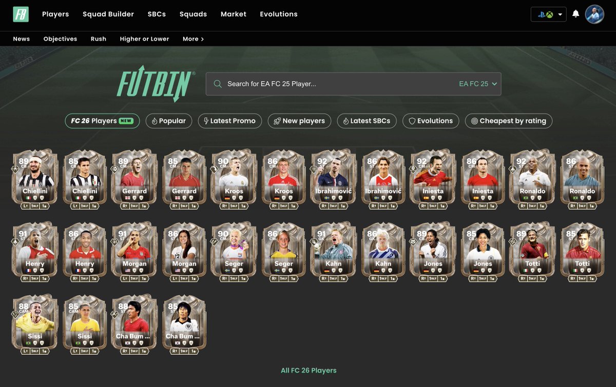 👀 The start of FC 26 is here...

✅ The first confirmed FC 26 cards are now LIVE on FUTBIN!