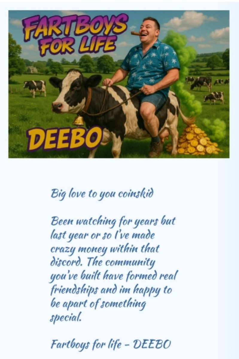 On January 15th 2025 I posted an opportunity to our amazing community called #fartboy it rallied over 2,000,000%.

I have never saw such insane growth in a coin &amp; community in such a short period of time.

#fartboy is growing stronger day by day, the community is awesome 👊