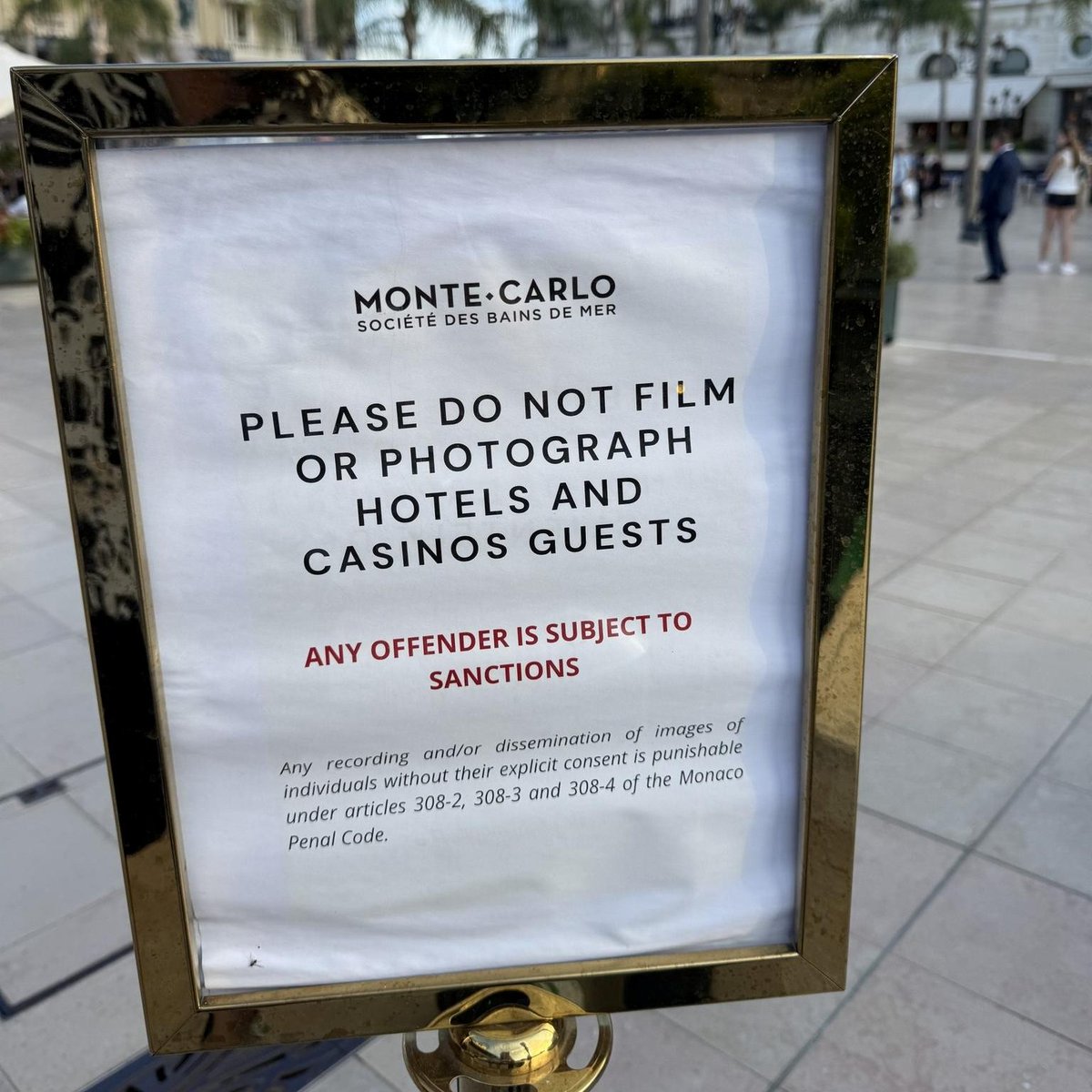 Steve_LR's tweet photo. Heading to Monaco this September? 📵 No photos please.

A new law makes it a criminal offence to film or photograph guests in casinos &amp; hotels without consent. Privacy isn’t just etiquette here anymore — it’s policy.

Your thoughts?

#monaco  #privacy  #LuxuryLifestyle https://t.co/n9Ps3exfhm