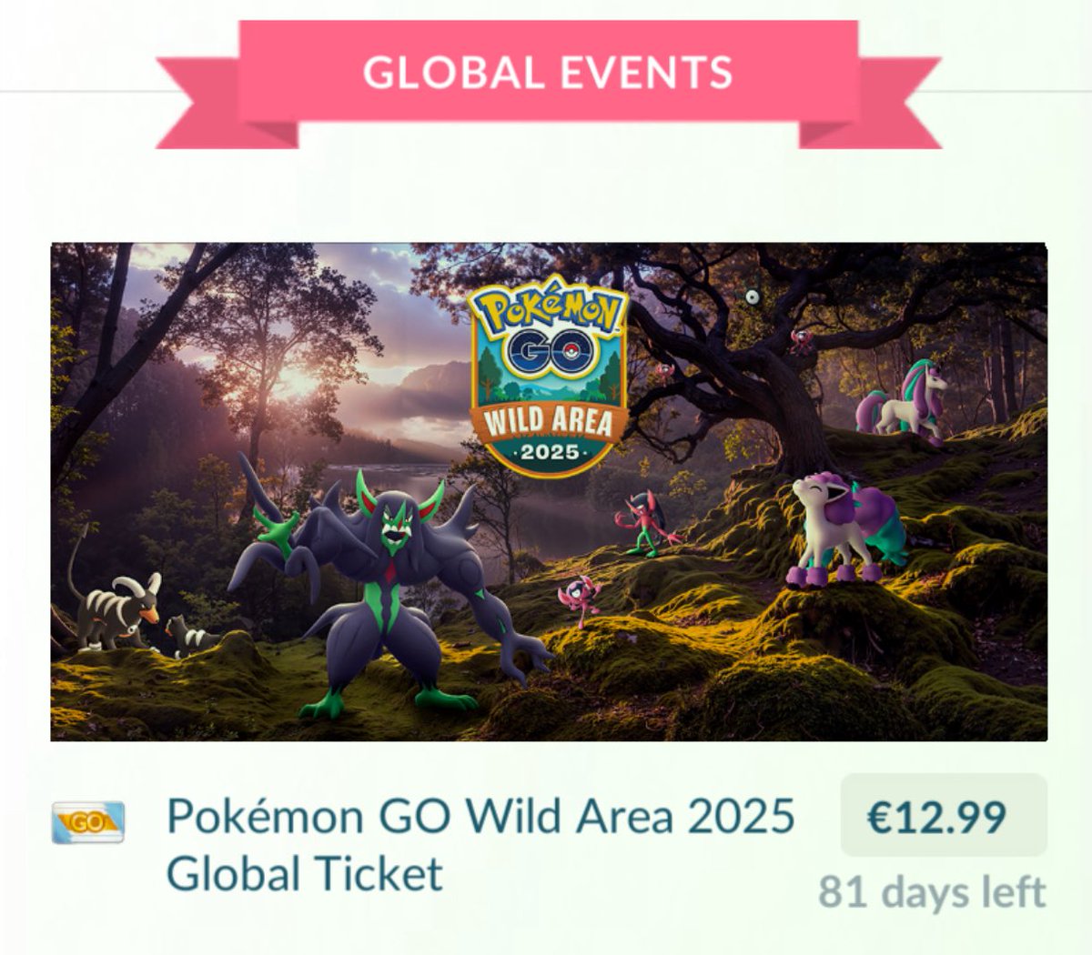 🎉 GIVEAWAY ALERT! 🎉  
You still don’t have the Pokémon GO Wild Global ticket? Now’s your chance to WIN one! 🚀  
How to Enter:  
✅ Like this post  
✅ Repost.
✅ Follow <a href="/PurpleFeebas/">Purple Feebas - 紫色のヒンバス</a>  
✅ Comment #PurpleFeebas  
✅ Bonuses: Subscribe to my YouTube Link in the comments 👇🏻 

📅