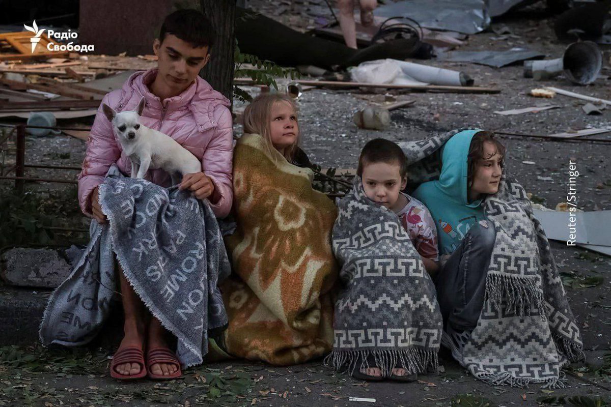 These kids are sitting on the street at night because their home is on fire 💔These kids are lucky because they are alive 🙏

It was scary and massive russian attack on Kyiv. Drones and missiles all night…
13 people died including 3 children…