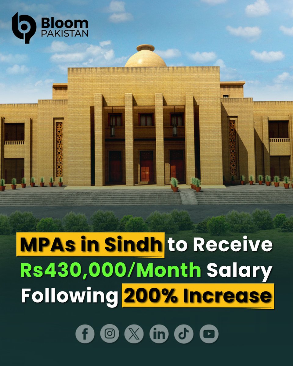 bloom_pakistan's tweet photo. 💸 Sindh Assembly Just Approved A Massive 200% Salary Increase For MPAs!

From Their Current Salary, Sindh MPAs Will Now Receive Rs 430,000 Per Month – Nearly Half A Million Rupees Monthly! While The Province Faces Numerous Challenges, Lawmakers Have Prioritized Their Own Compensation Packages.

📊 The Numbers:

200% Salary Increase Approved

New Monthly Salary: Rs 430,000

Significant Jump From Previous Pay Scale

Decision Made During Assembly Session

This Comes At A Time When Many Pakistanis Are Struggling With Inflation And Economic Hardship. The Timing And Magnitude Of This Increase Is Raising Eyebrows Across The Province! 🤔

🔗 Full Coverage: https://t.co/47FAEm3cYh

#Sindh #Assembly #MPAs #Salary #Politics #Pakistan #Karachi #PublicService #Government #SindhAssembly