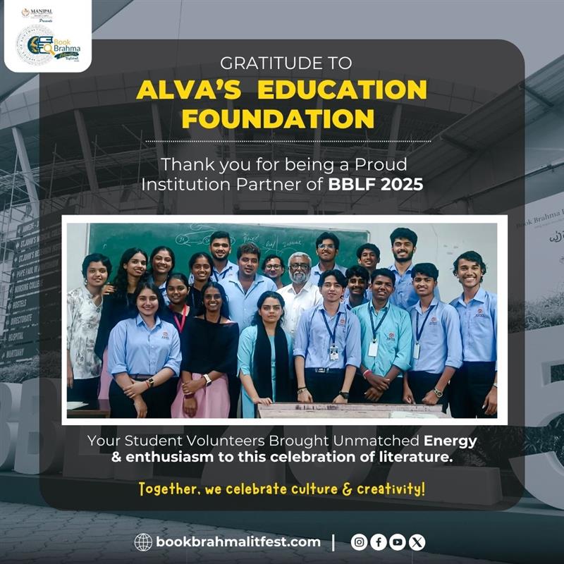 A big thank you to Alva's Education Foundation for being a proud Institution Partner of BBLF 2025. 
Your student volunteers brought unmatched energy, discipline, and enthusiasm to this grand celebration of literature.
Together, we continue to celebrate culture &amp; creativity!
#BBLF