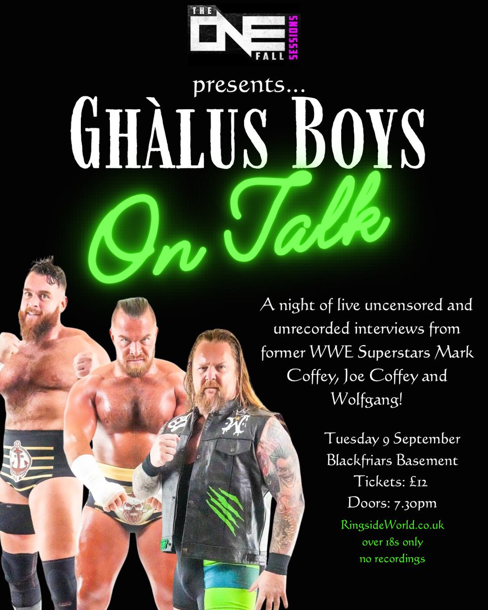 We are less than 2 weeks away from former WWE stars and NXT Tag Team Champions, Ghàlus, joining the wildest wrestling panel show on earth!

Join a night of behind the scenes stories, laughs and insights you will never get anywhere else! Visit: ringsideworld.co.uk/event7094/the-…