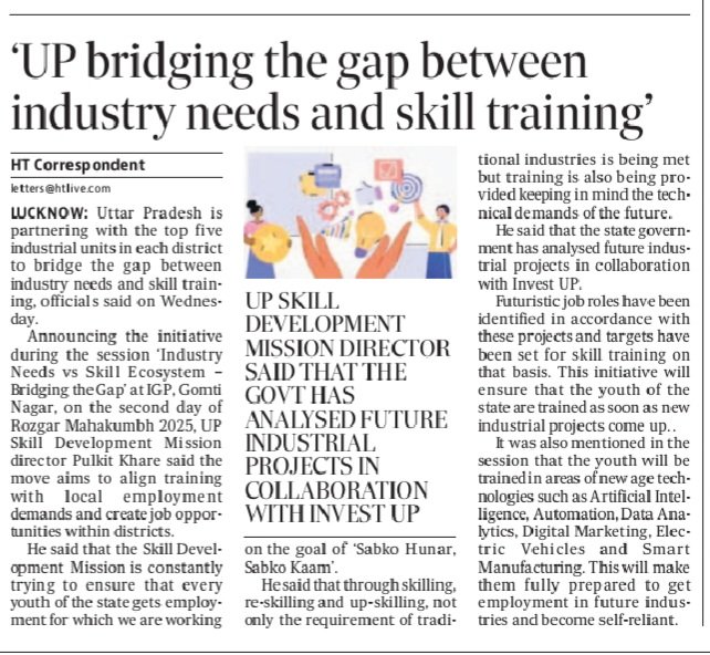 UPSDMOfficial's tweet photo. Mission Director Shri Pulkit Khare said that #UttarPradesh is bridging the gap between industry needs and skill training.
#UttarPradesh #UPSDM #DDUGKY #FutureReady #SabkoHunarSabkoKaam #SkillDevelopment #EmpoweringYouth #EmployableTraining #NayeBharatKaNayaUP https://t.co/6g7f69Z89k