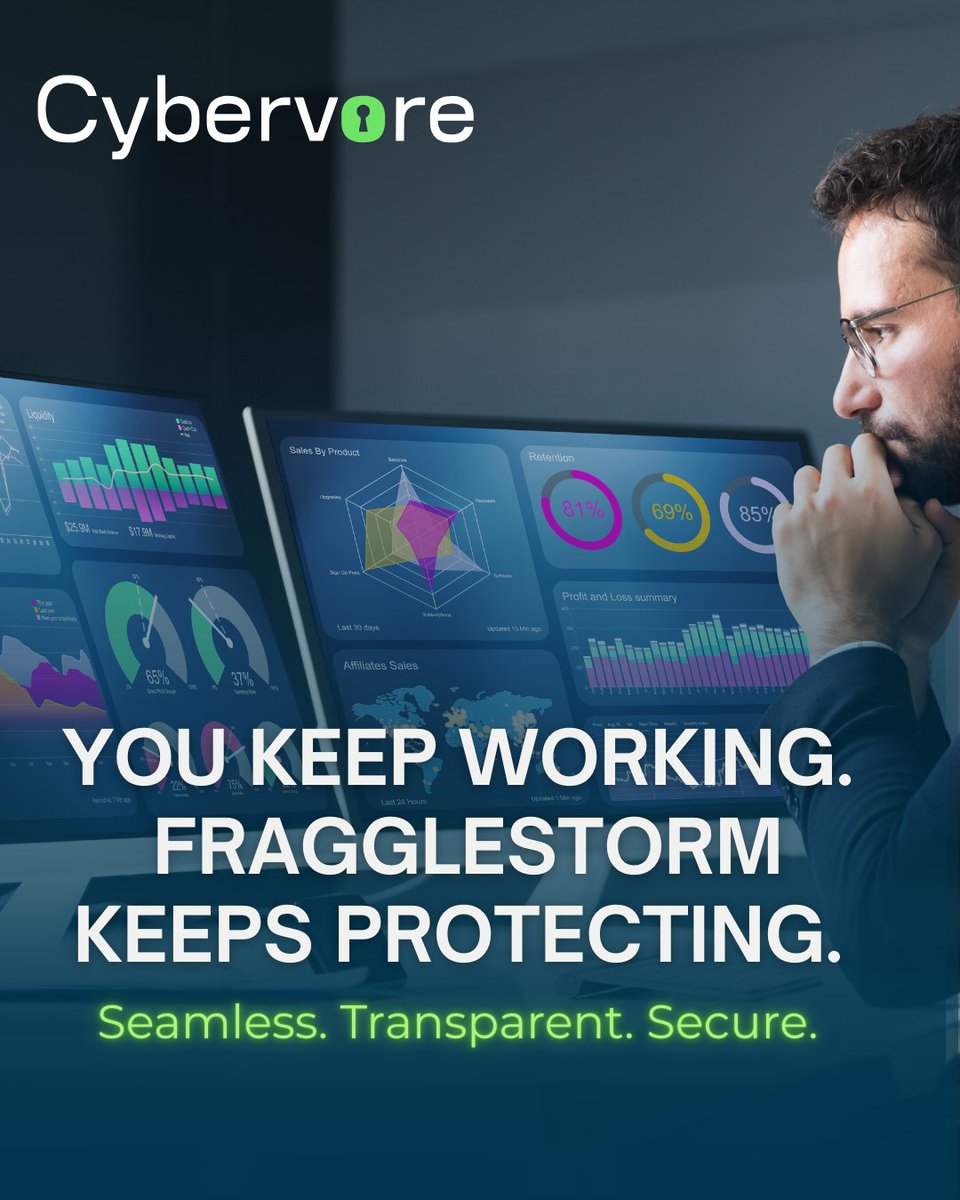 Protection that lets you breathe easy—Fragglestorm™ runs quietly in the background, works with your favorite apps, and never slows you down. Your team works. Fragglestorm protects. #cybersecurity #worksmarternotharder