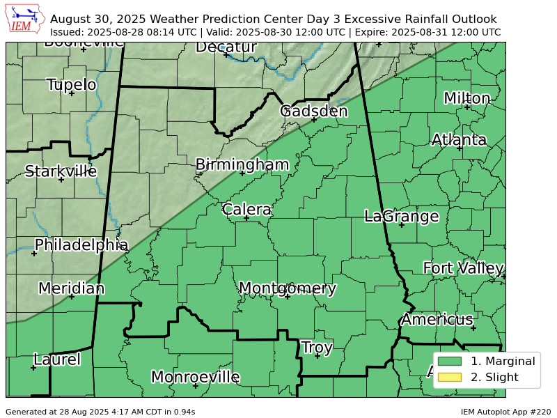 WPC issues Day 3 Marginal Risk Excessive Rainfall Outlook at Aug 28, 8:14z for BMX wpc.ncep.noaa.gov/qpf/excessive_…