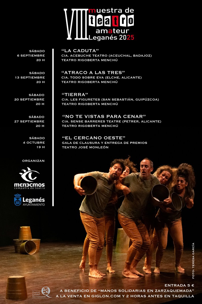 ➡️ La VIII Muestra de Teatro Amateur traerá a #Leganés las mejores obras del panorama nacional
🎭 Casi 150 compañías han participado en este nuevo certamen y sólo cuatro han sido las finalistas, cuyas funciones se representarán todos los sábados de septiembre en el Rigoberta