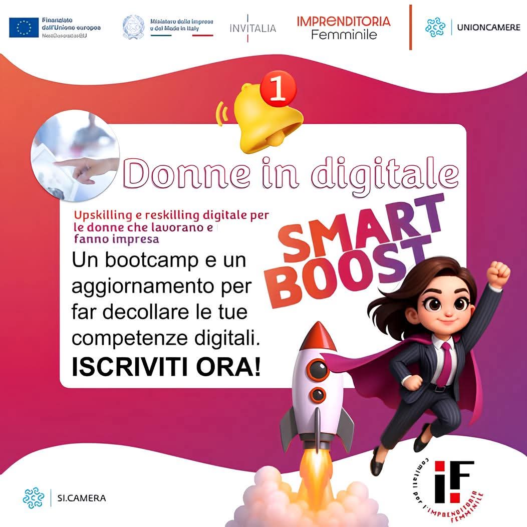 CCIAARIVLIG's tweet photo. 📢 Sono aperte le iscrizioni per #SmartBoost di #DonneInDigitale per la promozione dell'#ImprenditoriaFemminile
 promosso dal @mimit_gov e realizzato da @Invitalia  con @unioncamere, finanziato dall'#UnioneEuropea
👉  ➡️  https://t.co/bZIUe0w8ey
@IfUnioncamere https://t.co/xXKDQ3B2Nu
