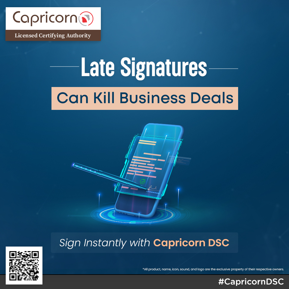 CertDigi's tweet image. One late signature = Crores lost! 
In business, seconds decide deals &amp;amp; growth.

✅ Sign fast
✅ Build trust
✅ Close on time

Don’t let delays kill opportunities. Choose Capricorn DSC.

#CapricornDSC #Efiling #PaperlessIndia #SecureBusiness #DigitalIndia #SmartBusiness