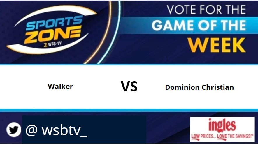 GAME of the week 
<a href="/TWS_Football/">The Walker School Football</a> 🆚 <a href="/dcsknightsfb/">DCS Football</a> 
friday, August 29 @ 7:30pm. 
Come support your favorite team. 
Watch Here: s.id/wsb-tv

<a href="/TheWalkerSchool/">The Walker School</a>  <a href="/Coach_JLammert/">Josh Lammert</a>  <a href="/CoachAnderson28/">T.J. Anderson</a>  <a href="/CoachO_GBB/">Daryll Overton</a>  <a href="/Grant_a_4/">Grant Addison</a>