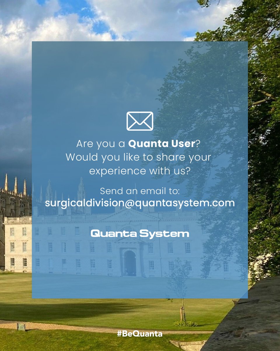 quanta_system's tweet photo. Quanta System is glad to participate in #Scope25
A global meeting where experts from academia, clinical practice, product development, come together from all over the world.
📍Cambridge, UK
📅4-6 September
Stay with us💫
#quantasystem #bequanta #UrologyInnovation https://t.co/5BMR8cTrVu