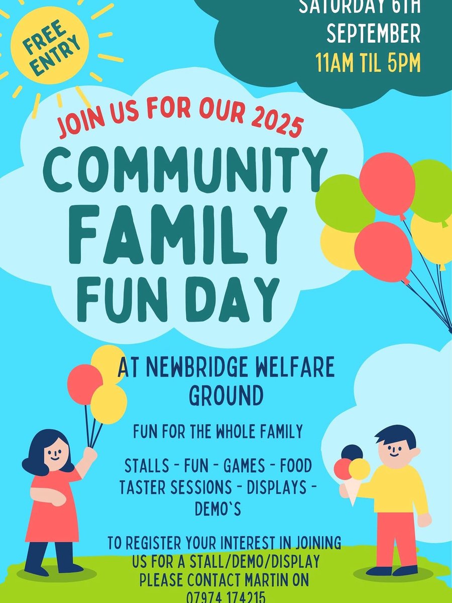 We're looking forward to our Community Fun Day on the 6th September. We hope to see you there 😎 💙🖤<a href="/newbridgerfc/">Newbridge Rugby</a>