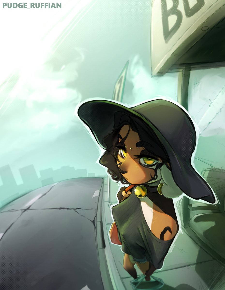 Goat girl encounter at the bus stop. 
🐐