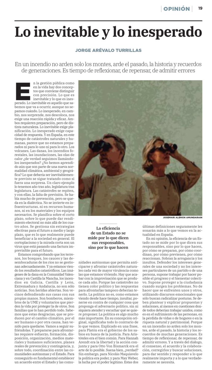 Artículo en El Diario Vasco de Jorge Arévalo