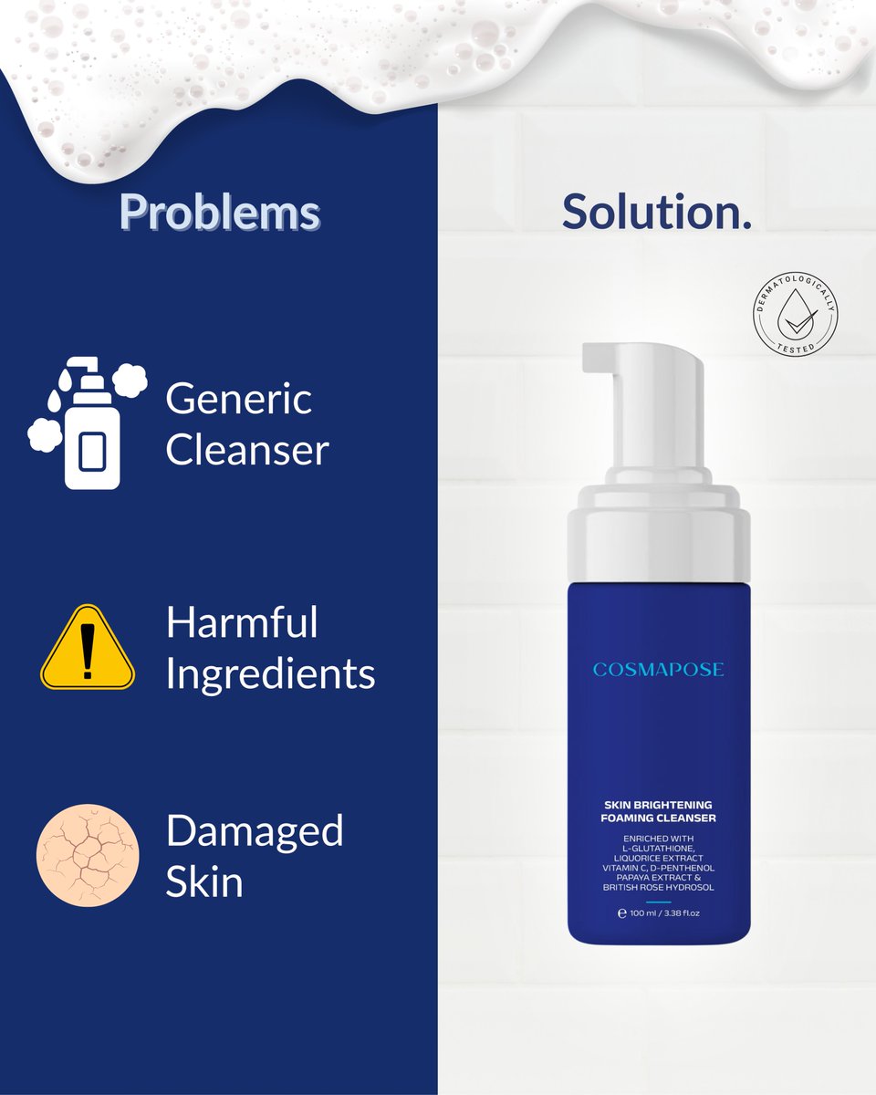 cosmapose's tweet photo. โ
Switch to Cosmapose Skin Brightening Foaming Cleanser
๐ฟ Clean. Gentle. Dermatologically Tested.
โจ Bright, healthy skin starts here.
#Cosmapose #CleanClinicalConfidence #FoamingCleanser #GlowingSkin https://t.co/oBY4AA42Sh