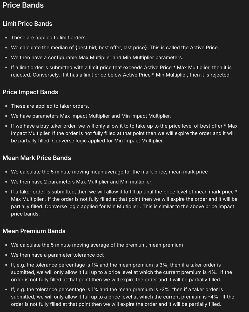 A bunch of folks have asked about <a href="/Backpack/">Backpack 🎒</a>'s mark price manipulation protections, so figured I'd share here. 

Our mark price already incorporates a weighted basket of prices from external venues into a rolling 5 minute EWMA. 

This means you need to influence not only our own
