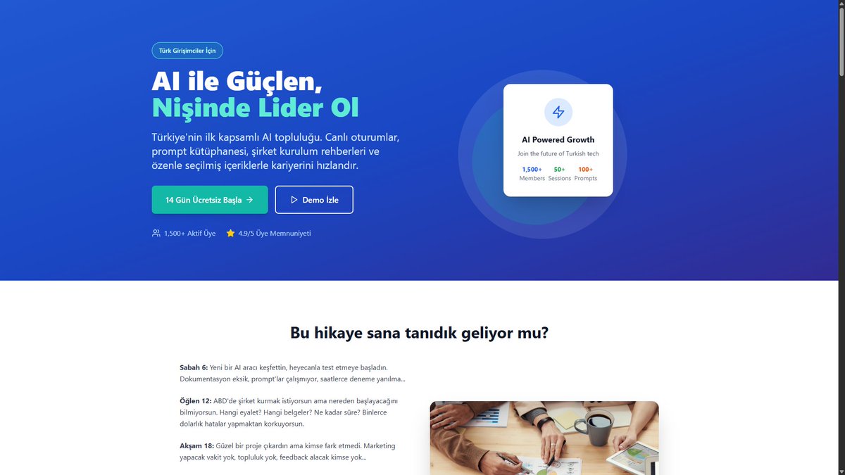 Vibe Coder’lar için 1453AI topluluğumda özel olarak paylaştığım “high-converting landing page structure” prompt markdown dosyasını, bu paylaşımı beğenip, RT’leyip, yorumlara "köle taciri" yazan herkese gönderiyorum.

Şu an canlı yayındayız! Tek bir prompt’la Bolt’ta