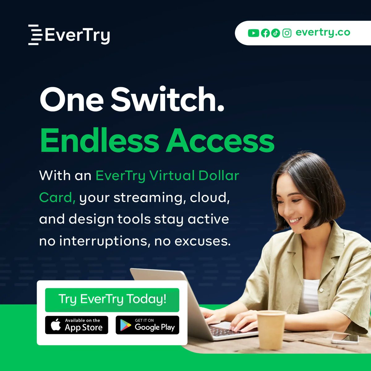 try_hq's tweet image. One switch. Endless access. 🎬☁️🎨
Keep your streaming, cloud, and design tools activeno interruptions, no excuses.
#GlobalPayments #TechAccess