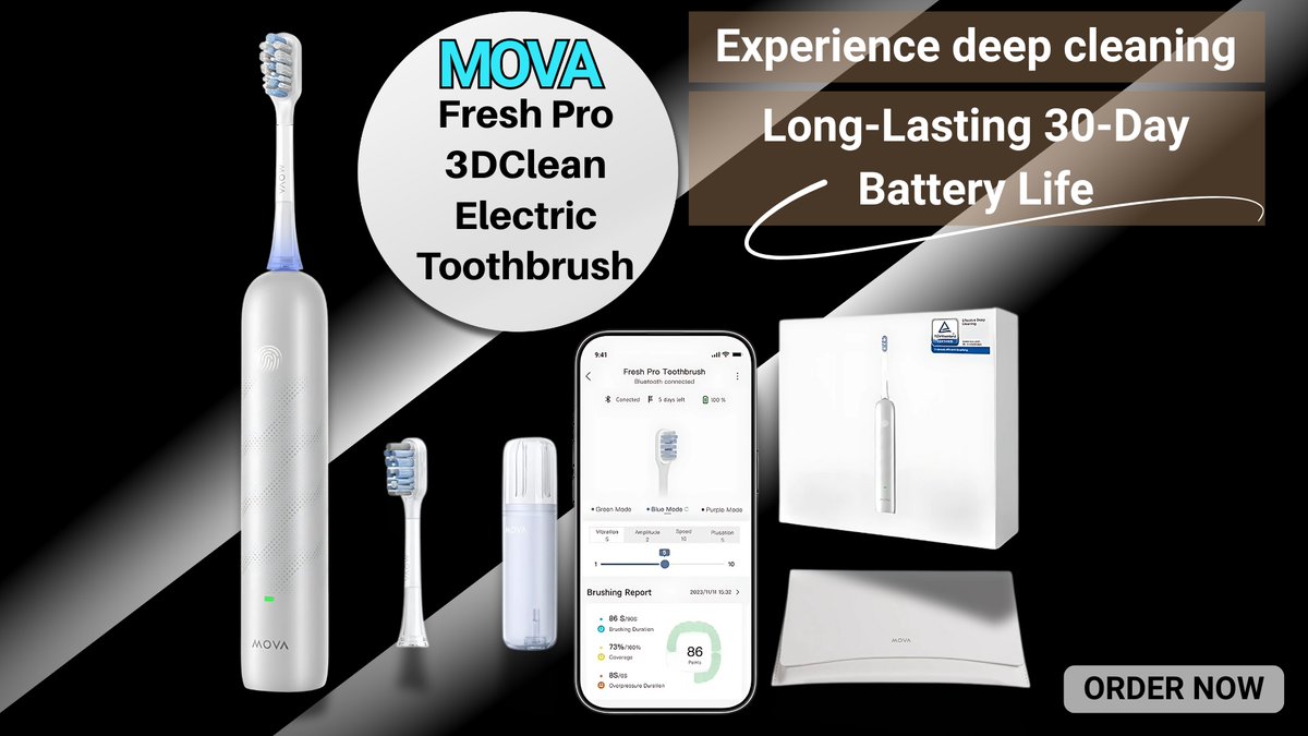 maxinekneub's tweet image. 🦷✨ Upgrade your routine with the MOVA Fresh Pro 3DClean Electric Toothbrush (2025)—the smart brush that gives you healthier, whiter teeth effortlessly.
💎 Sleek, travel-ready, and built for performance.

👉 Visit the link to learn more! amzn.to/417sT2M

#SmartToothbrush