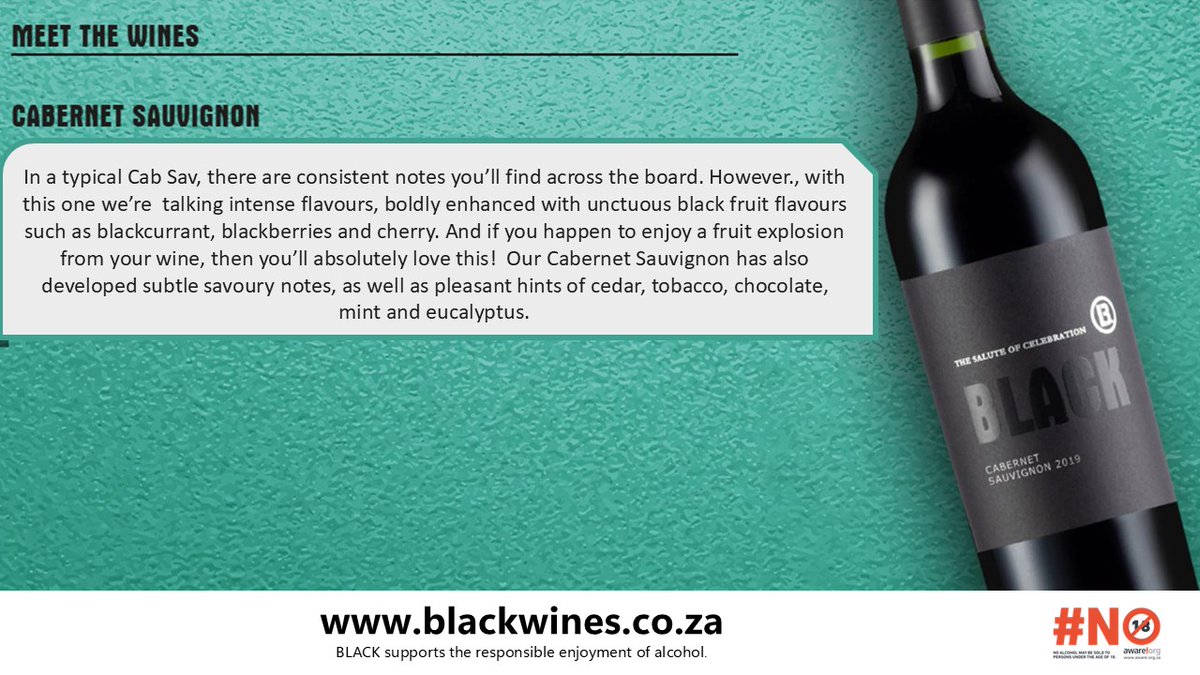 𝗜𝗻 𝗰𝗲𝗹𝗲𝗯𝗿𝗮𝘁𝗶𝗼𝗻 𝗼𝗳 𝗖𝗮𝗯𝗲𝗿𝗻𝗲𝘁 𝗦𝗮𝘂𝘃𝗶𝗴𝗻𝗼𝗻!
- - - 30 August is INTERNATIONAL CABERNET SAUVIGNON DAY!
Visit our website at: blackwines.co.za
#thesaluteofcelebration #BlackWines #saluteofcelebration #ultimatechoice