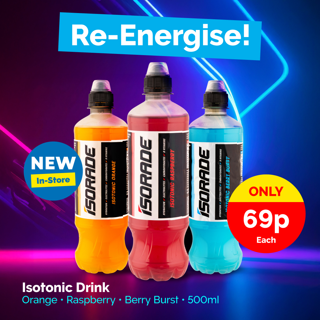 Poundstretcher1's tweet image. Re-energise yourself after a workout with our NEW range of Isotonic drinks!

#fitness #workout #newrange #drinks