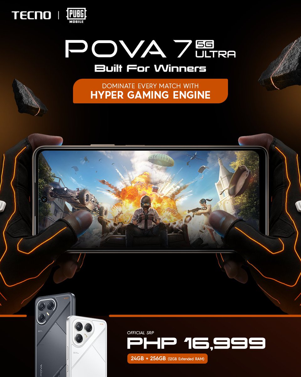 Tecnomobileph's tweet photo. From intense PUBG Mobile battles to all-day multitasking, the TECNO POVA 7 Ultra 5G delivers.
#TECNOPOVA7Ultra5G #BuiltforWinners #No1OfficialGamingPhone #120FPSFrameDominator #PMSL2025OfficialSmartphonePartner #TECNOxPUBGM #TECNOPhilippines https://t.co/URtH2cPIXQ